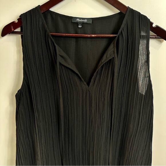 Madewell Black Tank Pleated Top SZ S - Picture 4 of 11